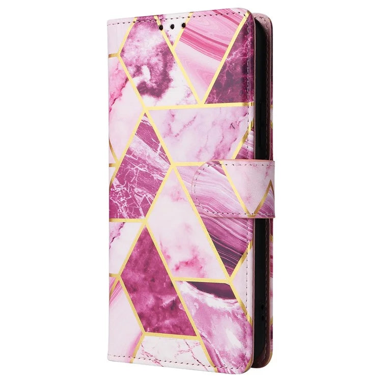 For Samsung Galaxy A54 5G Case with Wrist Strap Wallet Leather Phone Cover Marble Pattern