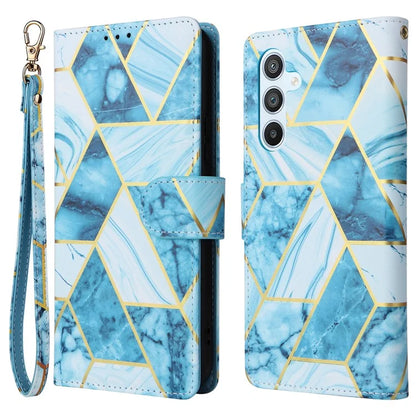 For Samsung Galaxy A54 5G Case with Wrist Strap Wallet Leather Phone Cover Marble Pattern