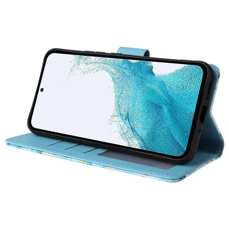 For Samsung Galaxy A54 5G Case with Wrist Strap Wallet Leather Phone Cover Marble Pattern