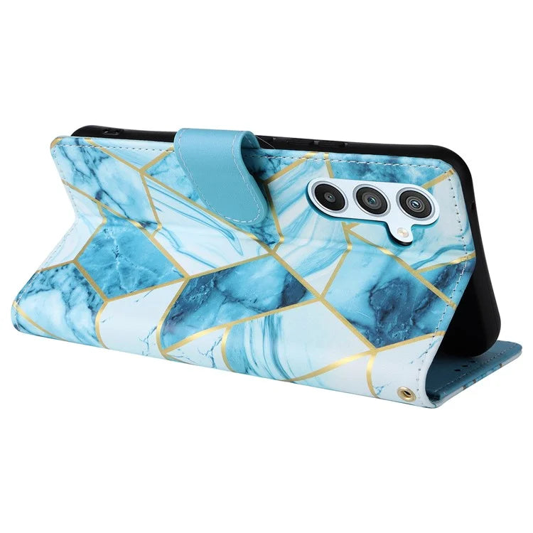 For Samsung Galaxy A54 5G Case with Wrist Strap Wallet Leather Phone Cover Marble Pattern