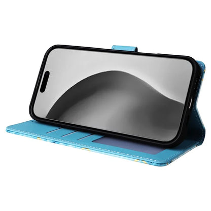 For iPhone 16 Pro Max Case Lacquered Marble Pattern Card Slots Wallet Leather Phone Cover
