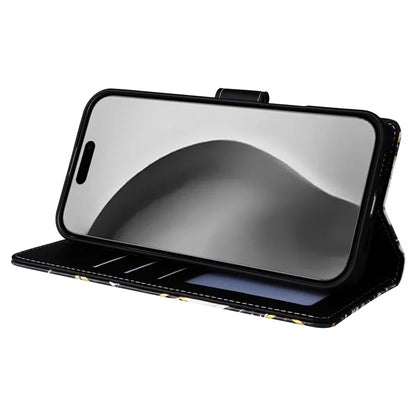 For iPhone 16 Pro Max Case Lacquered Marble Pattern Card Slots Wallet Leather Phone Cover