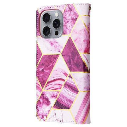 For iPhone 16 Pro Max Case Lacquered Marble Pattern Card Slots Wallet Leather Phone Cover