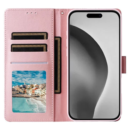 For iPhone 16 Pro Max Case Lacquered Marble Pattern Card Slots Wallet Leather Phone Cover