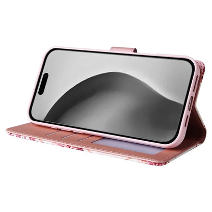 For iPhone 16 Pro Max Case Lacquered Marble Pattern Card Slots Wallet Leather Phone Cover