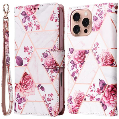 For iPhone 16 Pro Case Lacquered Leather Phone Shell Marble Pattern Design