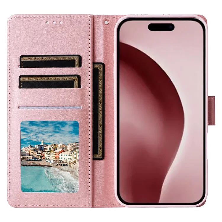 For iPhone 16 Pro Case Lacquered Leather Phone Shell Marble Pattern Design