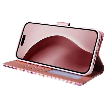 For iPhone 16 Pro Case Lacquered Leather Phone Shell Marble Pattern Design