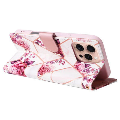 For iPhone 16 Pro Case Lacquered Leather Phone Shell Marble Pattern Design