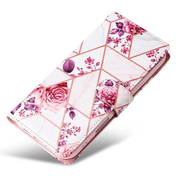 For iPhone 16 Pro Case Lacquered Leather Phone Shell Marble Pattern Design