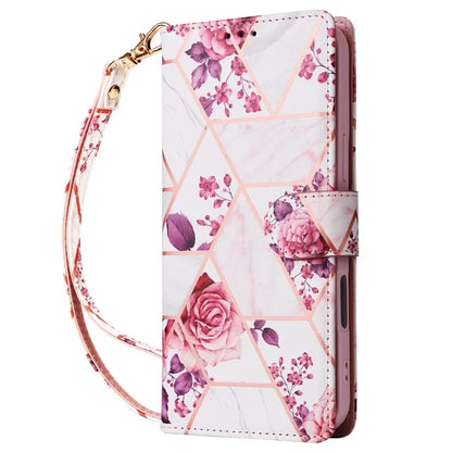 For iPhone 16 Pro Case Lacquered Leather Phone Shell Marble Pattern Design