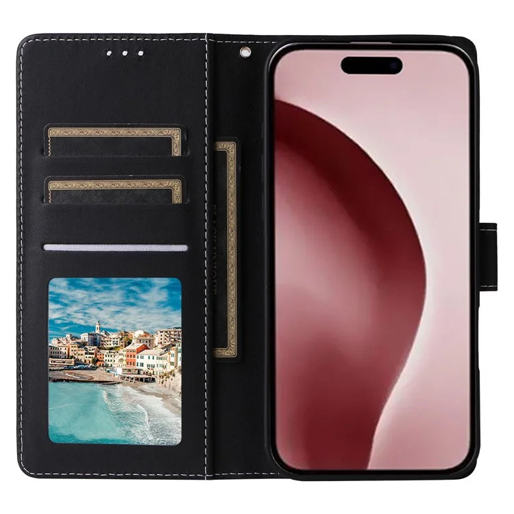 For iPhone 16 Pro Case Lacquered Leather Phone Shell Marble Pattern Design