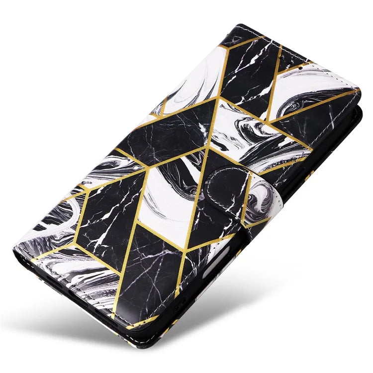 For iPhone 16 Pro Case Lacquered Leather Phone Shell Marble Pattern Design