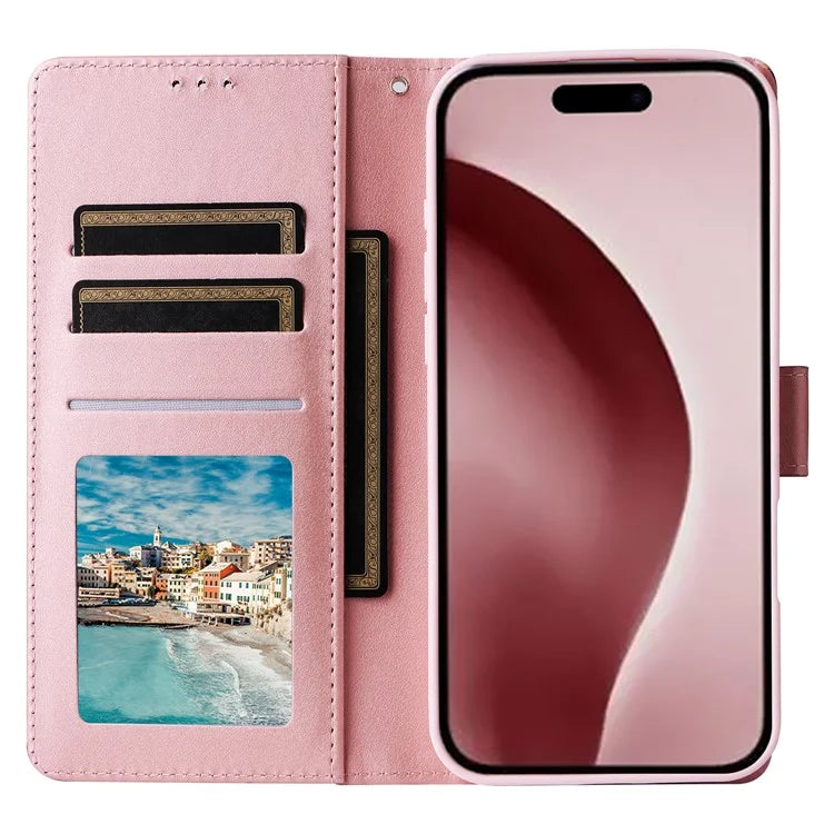 For iPhone 16 Pro Case Lacquered Leather Phone Shell Marble Pattern Design