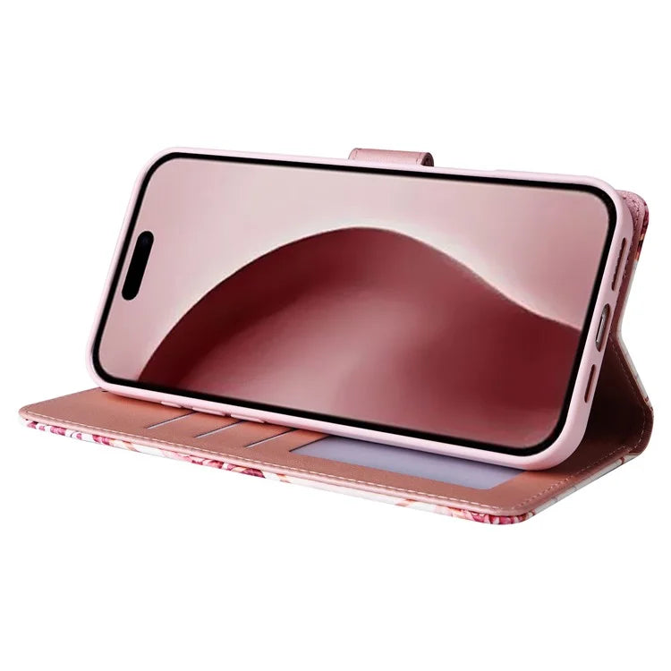 For iPhone 16 Pro Case Lacquered Leather Phone Shell Marble Pattern Design