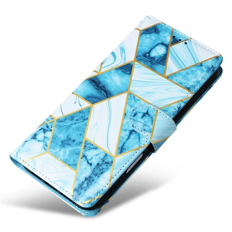 For iPhone 16 Pro Case Lacquered Leather Phone Shell Marble Pattern Design