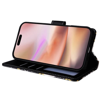 For iPhone 16 Plus Case Marble Leather Phone Cover Slots Holder Carrying Pouch
