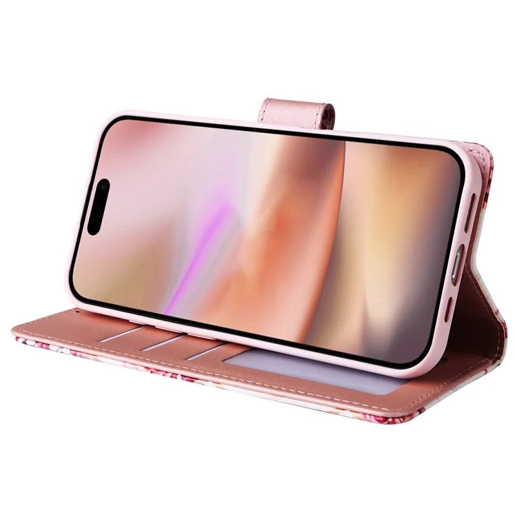 For iPhone 16 Plus Case Marble Leather Phone Cover Slots Holder Carrying Pouch