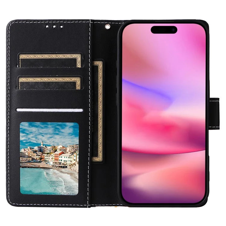 For iPhone 16 Case Marble Pattern Print Leather Wallet Phone Cover
