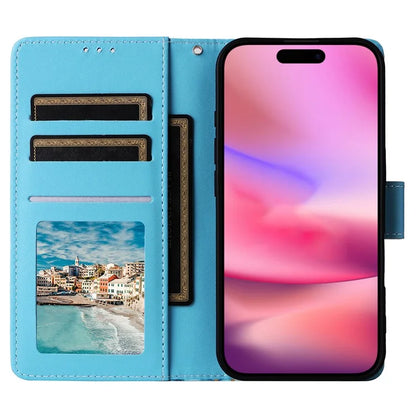For iPhone 16 Case Marble Pattern Print Leather Wallet Phone Cover