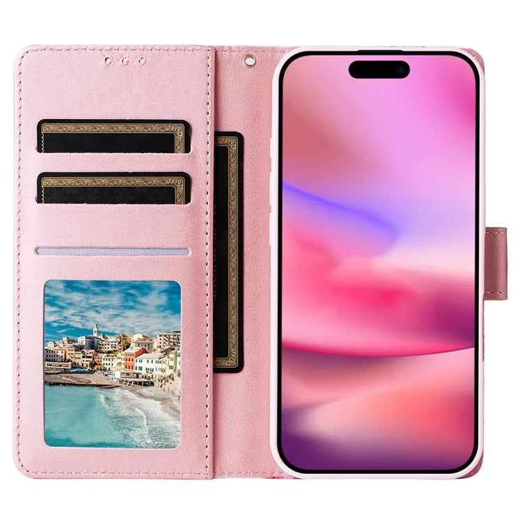 For iPhone 16 Case Marble Pattern Print Leather Wallet Phone Cover