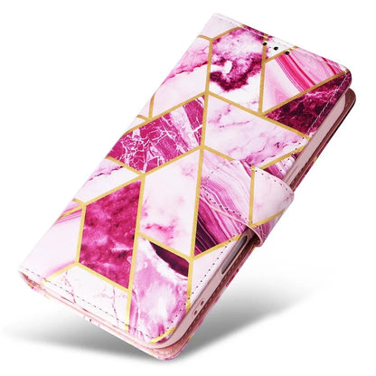 For iPhone 16 Case Marble Pattern Print Leather Wallet Phone Cover
