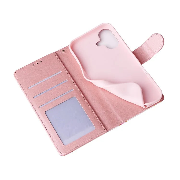 For iPhone 16 Case Marble Pattern Print Leather Wallet Phone Cover