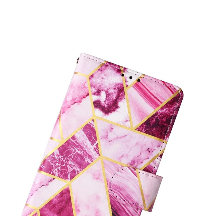 For iPhone 16 Case Marble Pattern Print Leather Wallet Phone Cover