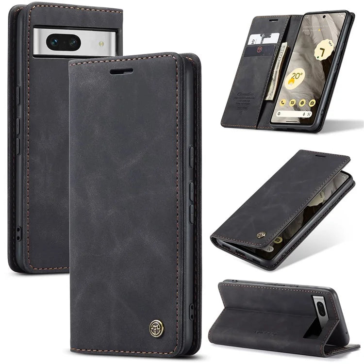 CASEME 013 Series For Google Pixel 7a Case Card Holder Stand Leather Phone Cover