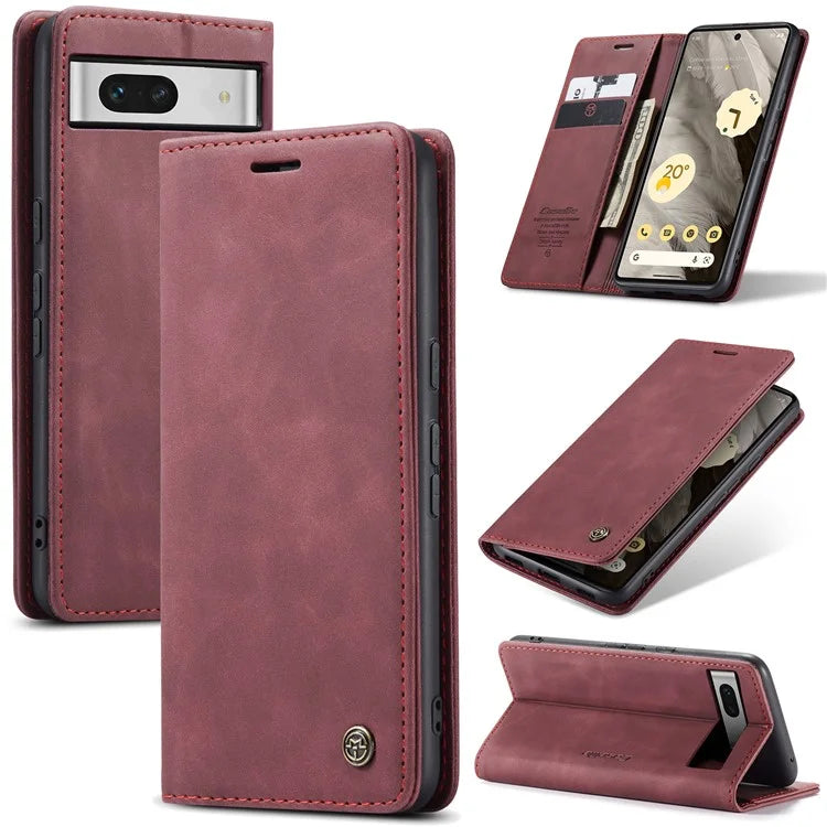 CASEME 013 Series For Google Pixel 7a Case Card Holder Stand Leather Phone Cover