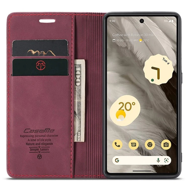 CASEME 013 Series For Google Pixel 7a Case Card Holder Stand Leather Phone Cover