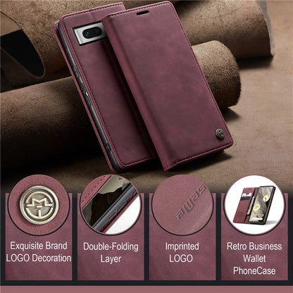 CASEME 013 Series For Google Pixel 7a Case Card Holder Stand Leather Phone Cover