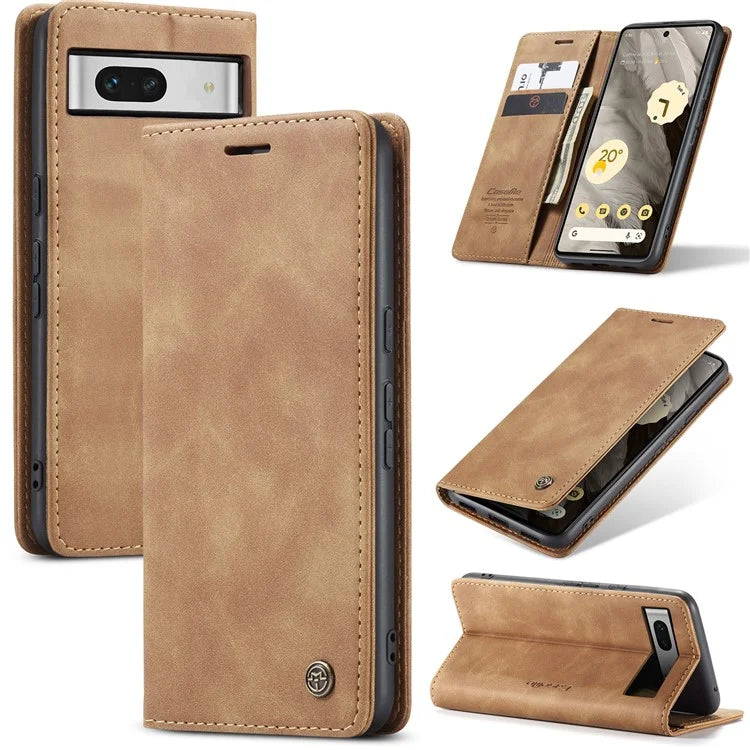 CASEME 013 Series For Google Pixel 7a Case Card Holder Stand Leather Phone Cover