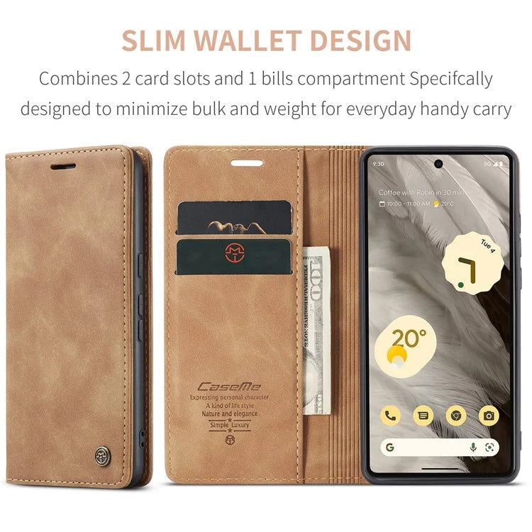 CASEME 013 Series For Google Pixel 7a Case Card Holder Stand Leather Phone Cover