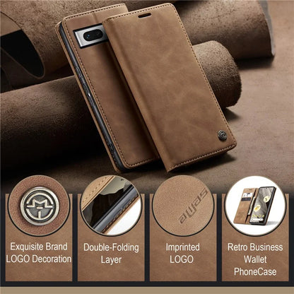 CASEME 013 Series For Google Pixel 7a Case Card Holder Stand Leather Phone Cover