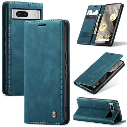 CASEME 013 Series For Google Pixel 7a Case Card Holder Stand Leather Phone Cover