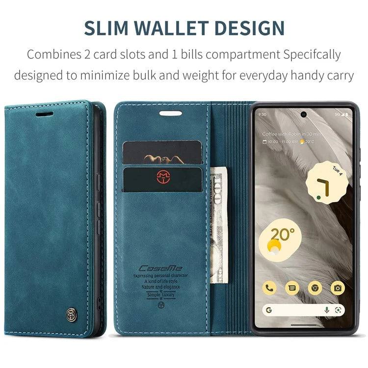 CASEME 013 Series For Google Pixel 7a Case Card Holder Stand Leather Phone Cover