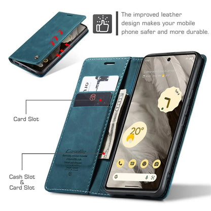 CASEME 013 Series For Google Pixel 7a Case Card Holder Stand Leather Phone Cover