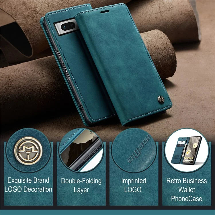 CASEME 013 Series For Google Pixel 7a Case Card Holder Stand Leather Phone Cover