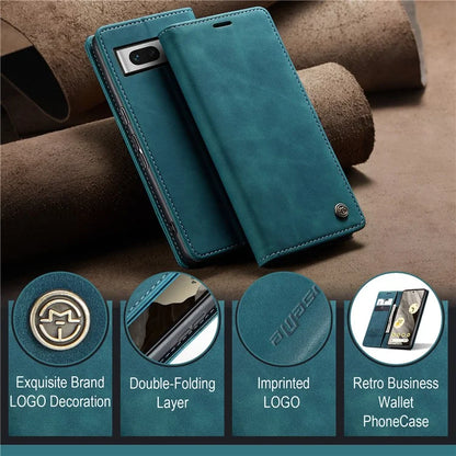 CASEME 013 Series For Google Pixel 7a Case Card Holder Stand Leather Phone Cover