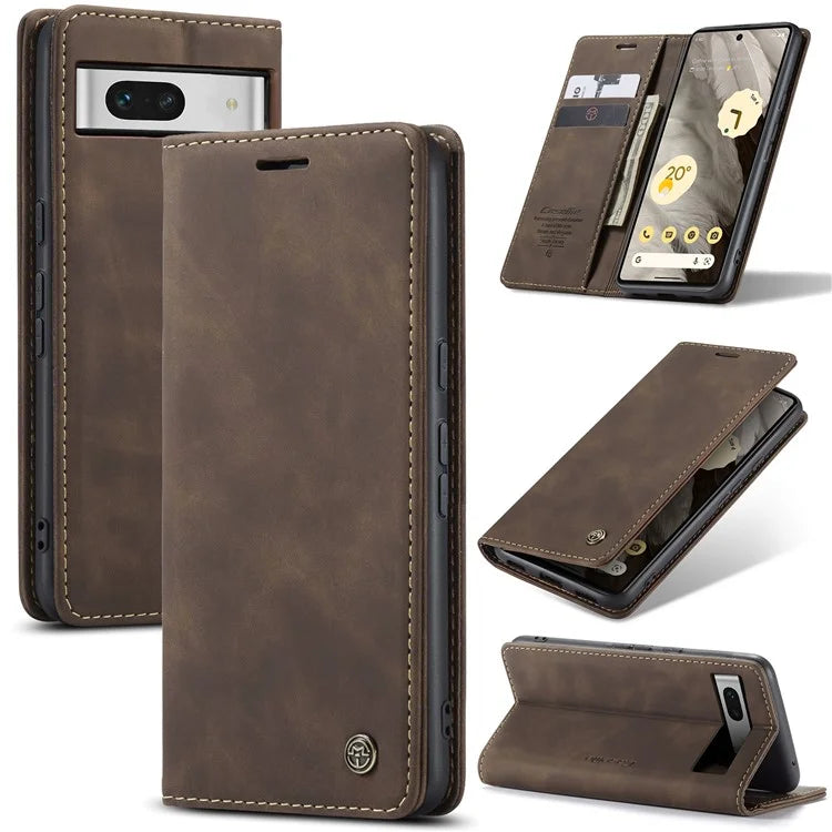 CASEME 013 Series For Google Pixel 7a Case Card Holder Stand Leather Phone Cover