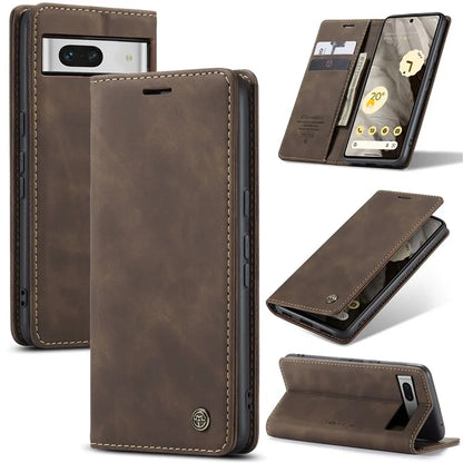 CASEME 013 Series For Google Pixel 7a Case Card Holder Stand Leather Phone Cover
