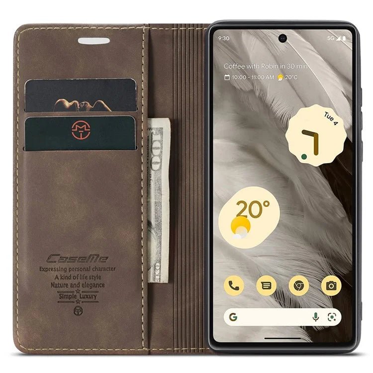 CASEME 013 Series For Google Pixel 7a Case Card Holder Stand Leather Phone Cover
