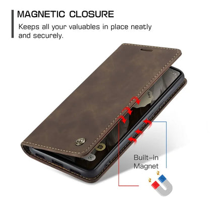 CASEME 013 Series For Google Pixel 7a Case Card Holder Stand Leather Phone Cover