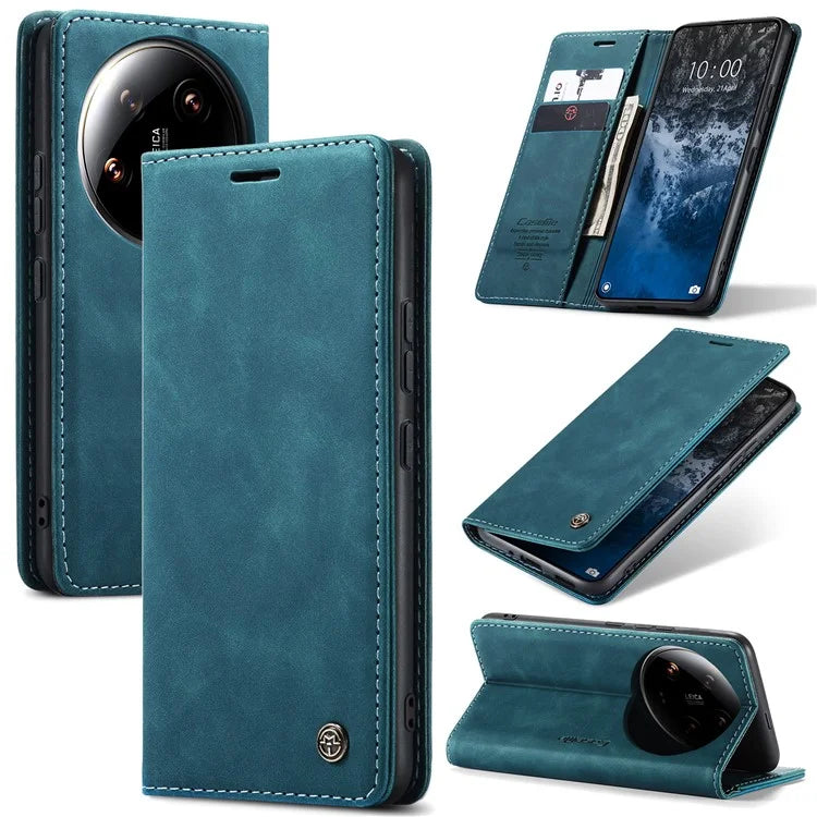 CASEME 013 Series For Xiaomi 14 Ultra Stand Case Card Slot Leather Phone Cover