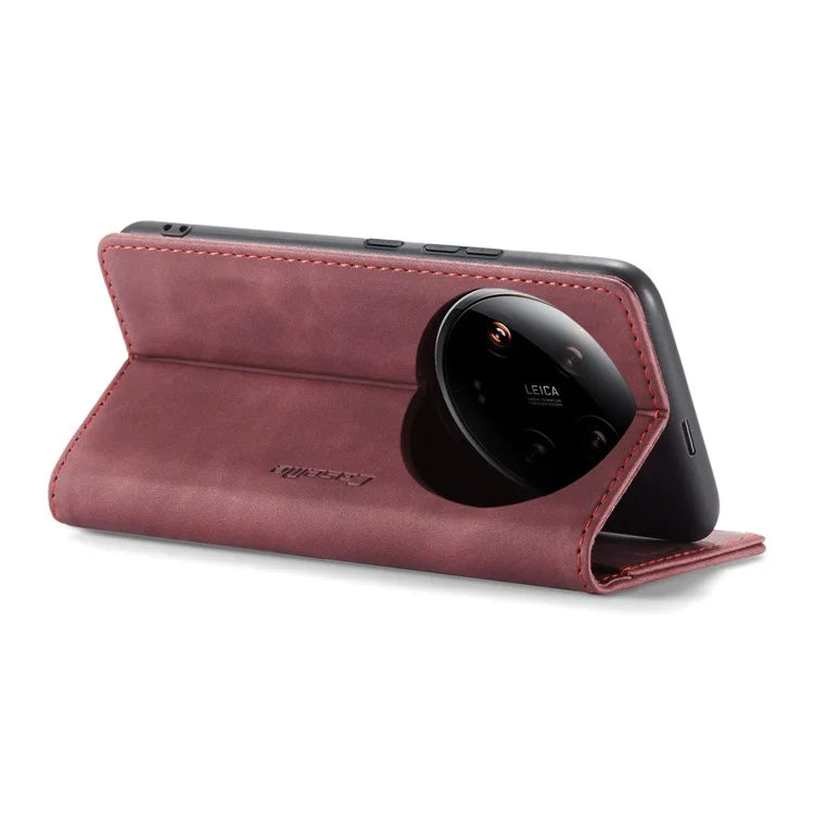 CASEME 013 Series For Xiaomi 14 Ultra Stand Case Card Slot Leather Phone Cover
