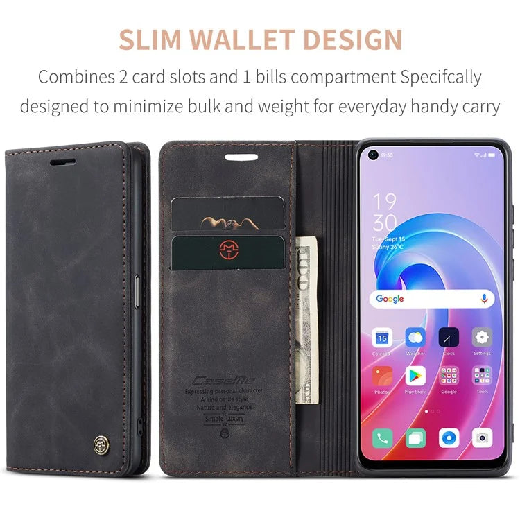 CASEME 013 Series For Oppo A96 4G / A36 / K10 4G / A76 / Realme 9i 4G Case Leather Phone Cover Magnetic Absorption