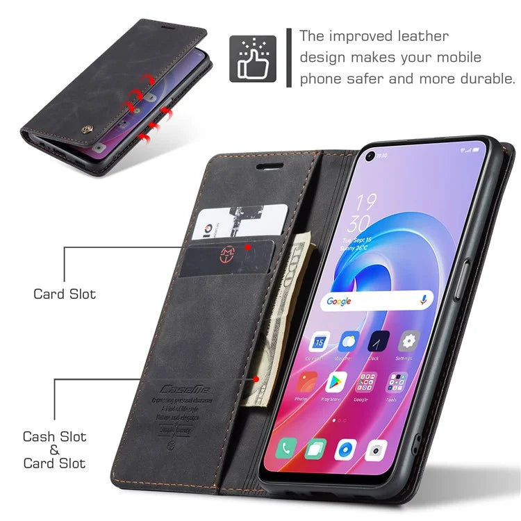 CASEME 013 Series For Oppo A96 4G / A36 / K10 4G / A76 / Realme 9i 4G Case Leather Phone Cover Magnetic Absorption