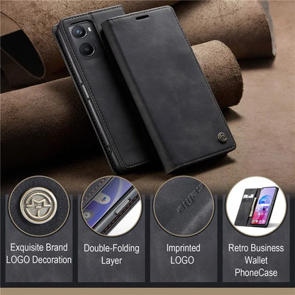 CASEME 013 Series For Oppo A96 4G / A36 / K10 4G / A76 / Realme 9i 4G Case Leather Phone Cover Magnetic Absorption