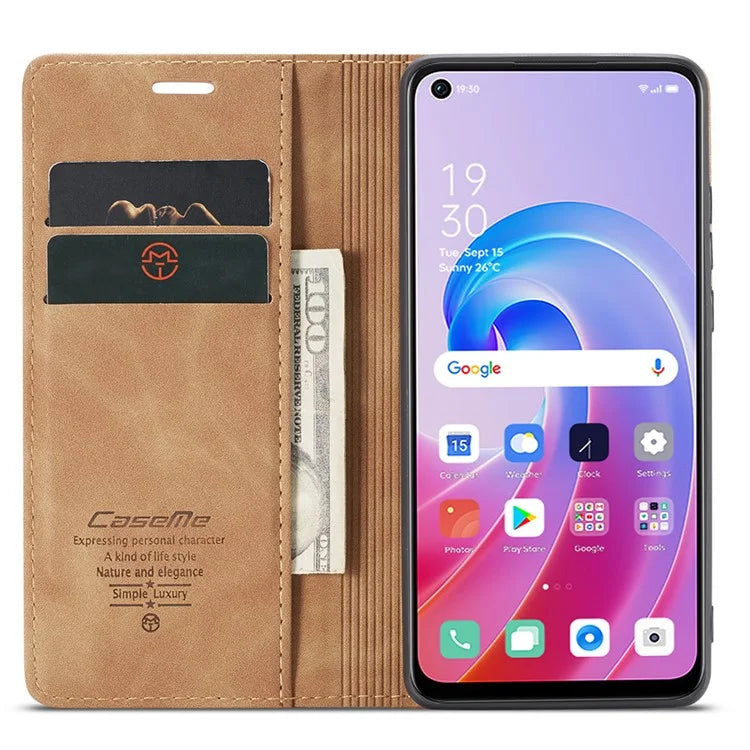 CASEME 013 Series For Oppo A96 4G / A36 / K10 4G / A76 / Realme 9i 4G Case Leather Phone Cover Magnetic Absorption